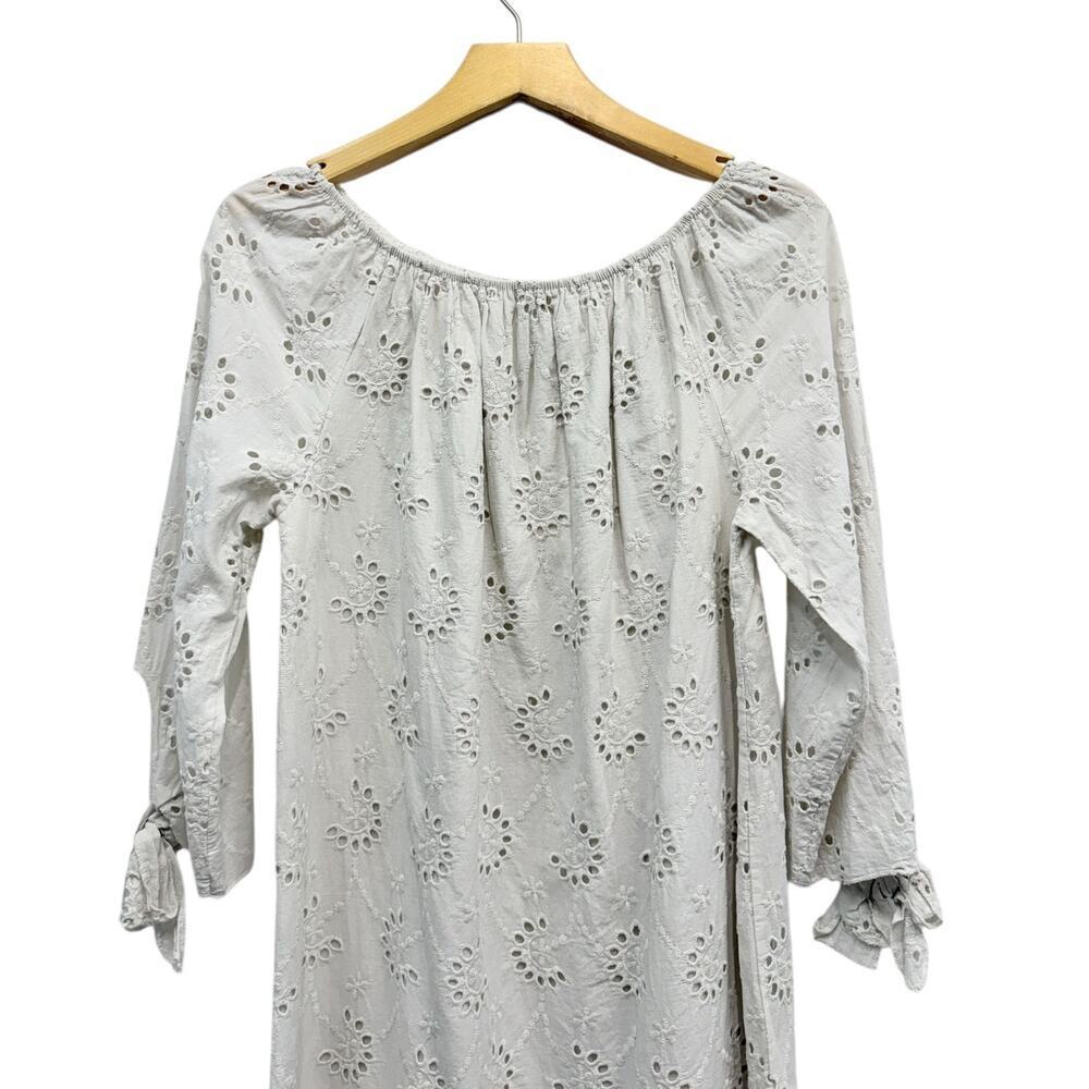 Valentina Naldi Cotton Off-the-Shoulder Eyelet Dress in Oatmilk size Small NWT - Picture 2 of 5